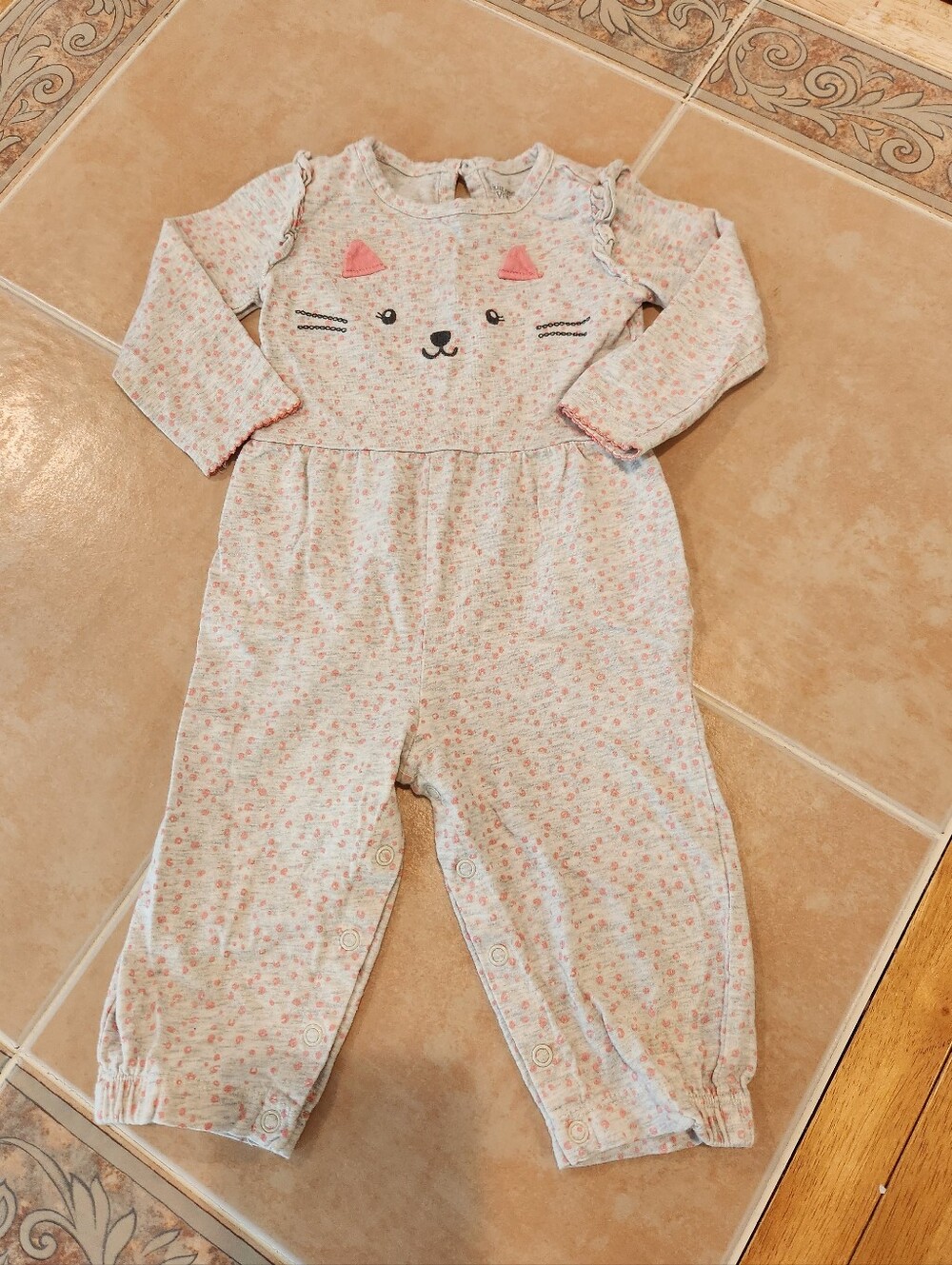 12 Months Girls Kitty Cat Romper